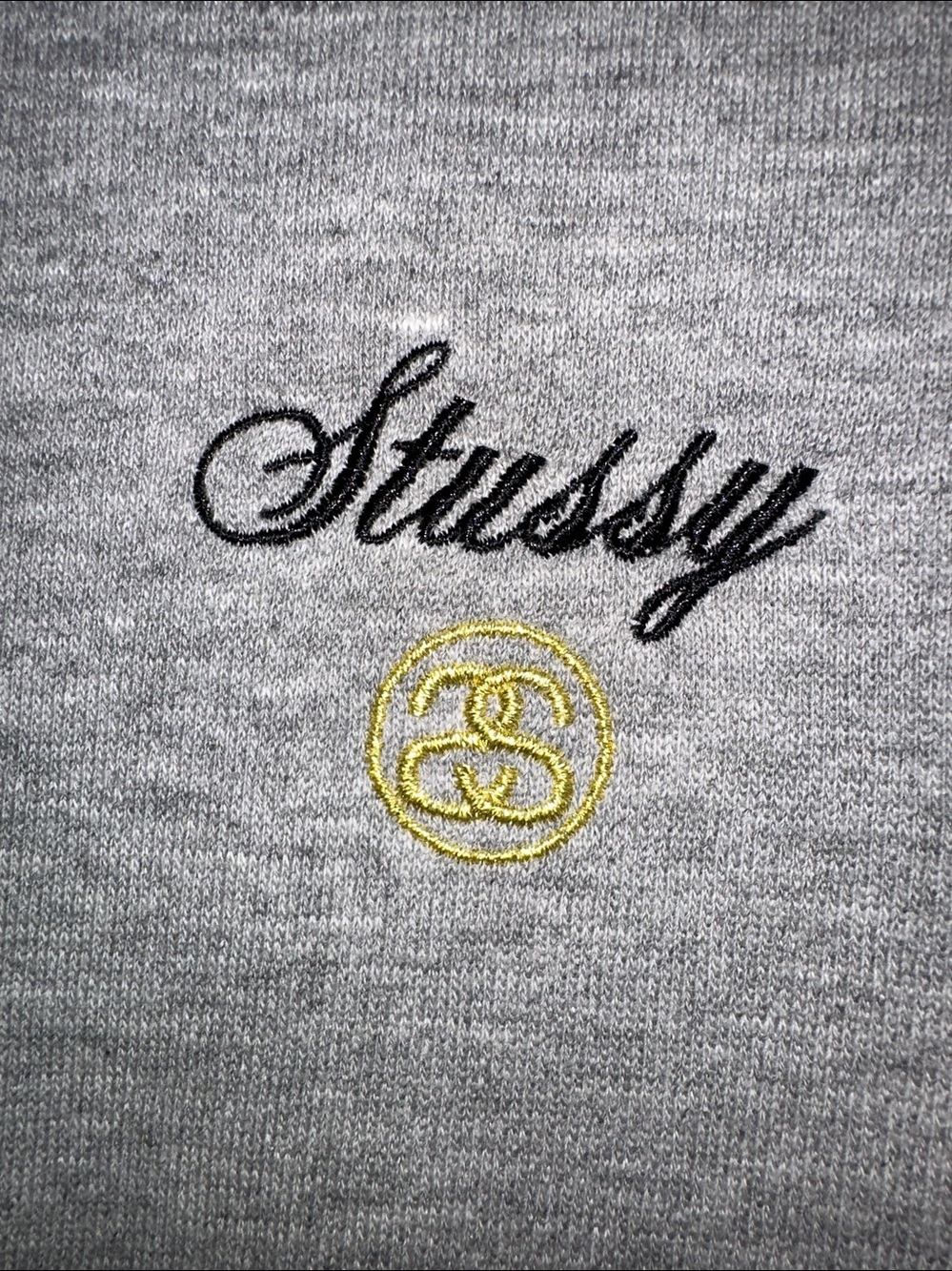 Stussy Light Gray Pullover Hoodie with Golden Embroidered Logo Size M - Picture 5 of 6